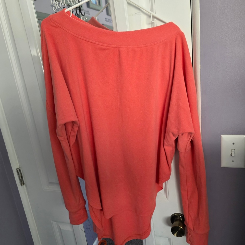 Blakeley Coral Pink Oversized Boat Neck Long Sleeve Top L/XL High Low Hem